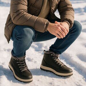 Weatherproof 10  Winter Boots Mens Logjam Shearling Lace-up Outdoor Snow Shoes